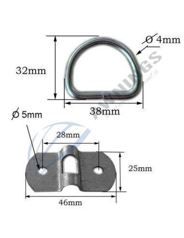 1 Folding Stainless Steel Pad Eyes