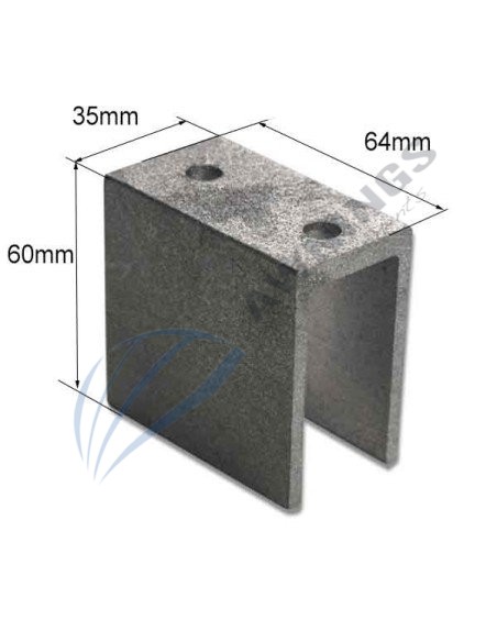 1 Aluminium U-bracket, for 80x40 flat awning profile.
