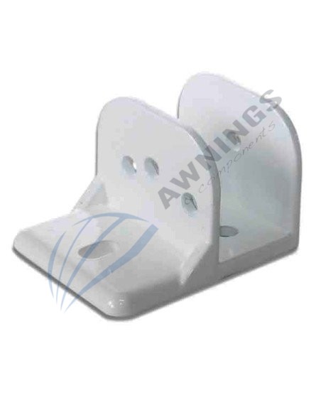1 Supporto in alluminio, laccato bianco, per binario per tende da sole piatto 80x40