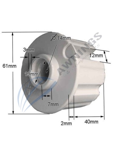 1 Calotta con foro passante tondo 60mm, nylon