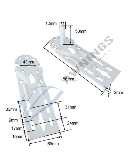 1 Jeu de supports de store en métal laqué blanc pour montage entre murs