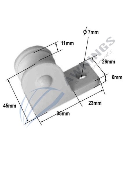 Carrucha sinple para cuerda de toldo plano