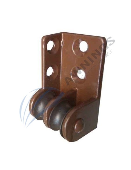 Carrucha doble en escuadra para cuerda de toldo plano