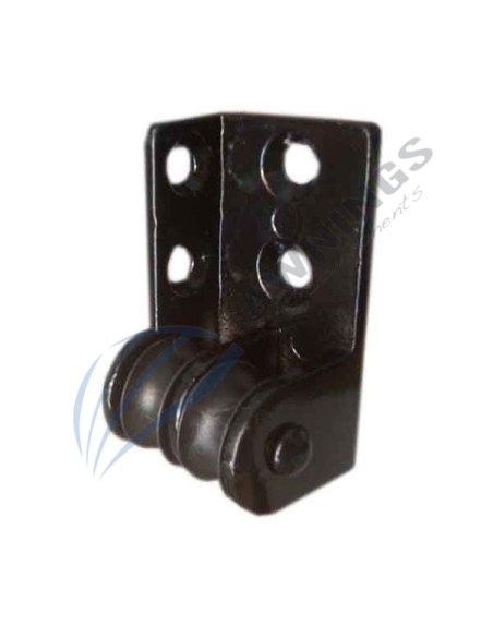 Carrucha doble en escuadra para cuerda de toldo plano
