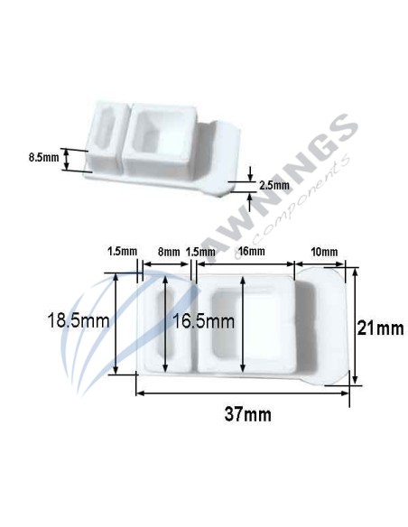 Tapa de plastico blanco para perfil  perfil PTP-118.