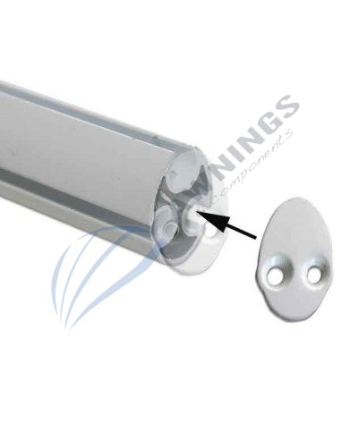 1 Tapon lateral de aluminio lacada en blanco, para perfil toldo plano PTP-117