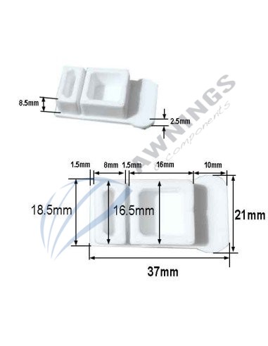 1 White plastic cap or lid, visible flat awning cover of the brand SIPLAN