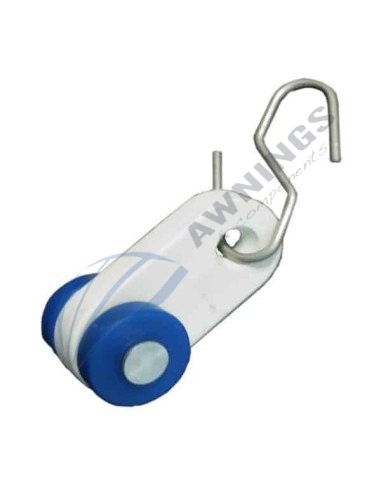 1 Mini mobile pulley with stainless steel hook.