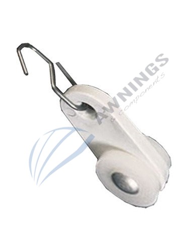 1 Mini mobile pulley with stainless steel hook.