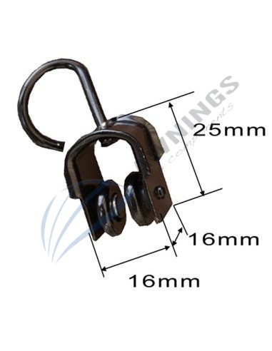 1 Polea para cortina de metal lacada en negro, con ruedas de plastico.