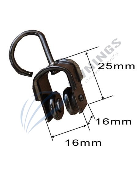 1 Polea para cortina de metal lacada en negro, con ruedas de plastico.