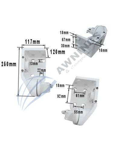 1 Set of Llaza aluminium awning brackets for white lacquered items