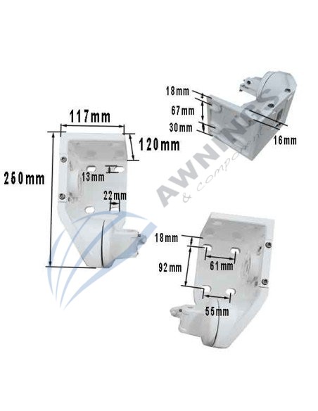 1 Set of Llaza aluminium awning brackets for white lacquered items