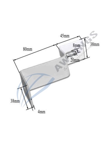 1 staffa d'angolo per profilo 80x40, per tenda da sole piatta.