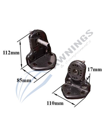 1 Set of black lacquered aluminium brackets RAL-9005, for awning.