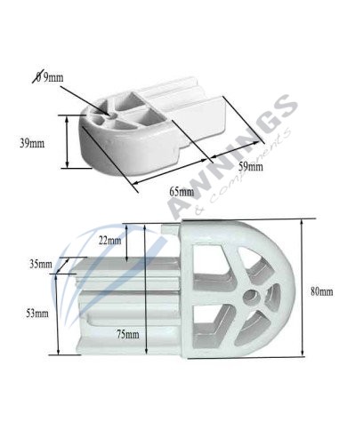 1 Terminale rotondo in alluminio laccato bianco per profilo 80x40