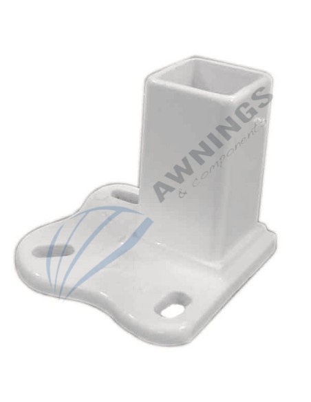 1 Ständer, weiß lackiertes Aluminium mit zwei Halterungen, für Aluminiumprofil 80x40 für Flachmarkise.