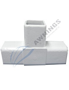 1 Supporto, alluminio laccato bianco con 2 staffe, per profilo in alluminio 50x50 per tenda piatta.