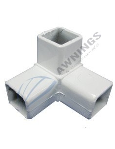 1 Support d'angle triple, aluminium laqué blanc, pour profilé 50x50.