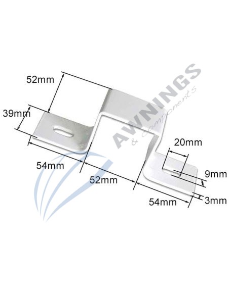 1 vorderer Befestigungswinkel für Profil 80x40, für Flachmarkise.