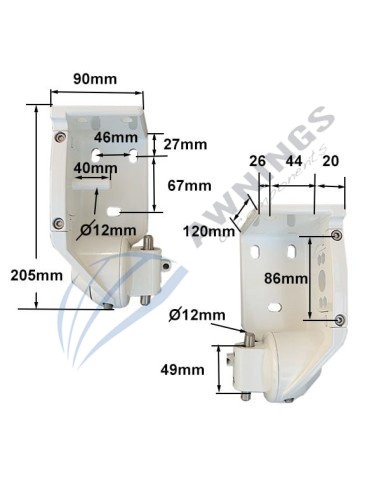1 Jeu de supports de stores en aluminium Siplan pour les articles laqués blancs