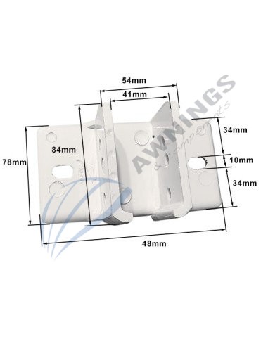 1 Aluminiumkonsole, weiß lackiert, für flache Markisenschiene 80x40