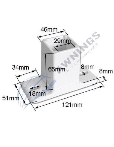 Terminal para pata estructura 50x50, 2 cogidas
