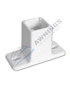 1 Support en aluminium laqué blanc avec 2 pattes de fixation, pour profilé aluminium 50x50 pour stores plats.