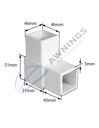 1 Soporte en L de aluminio lacado en Blanco, 50x50