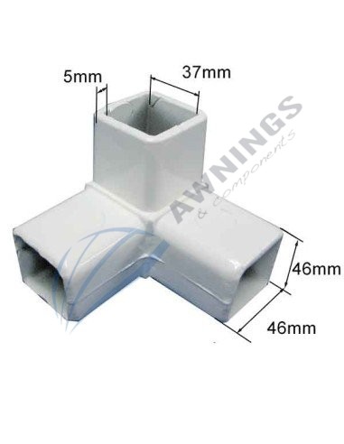 1 Triple corner bracket, white lacquered aluminium, for 51x51profile. [product.brand] 2 - Awnings Components 