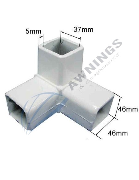 1 Triple corner bracket, white lacquered aluminium, for 51x51profile. [product.brand] 2 - Awnings Components 