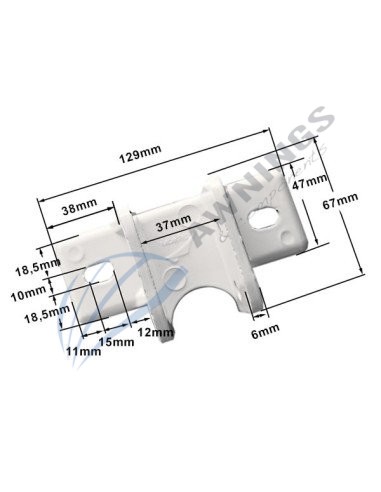 Support for flat awning guide with structure 65x35