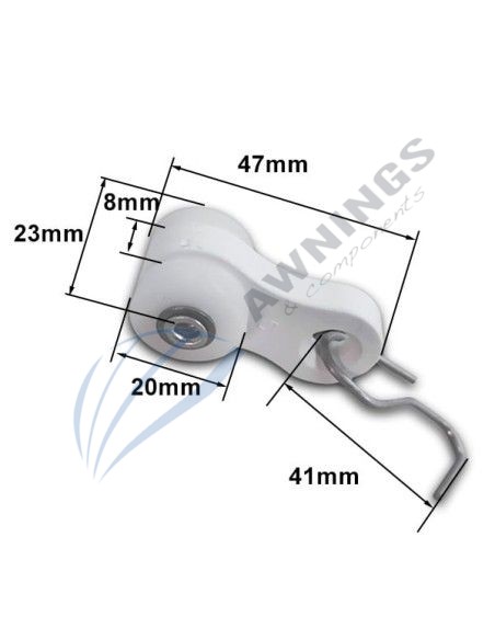 1 Mini-Rolle mit Haken aus rostfreiem Stahl. Siplan 2 - Awnings Components 