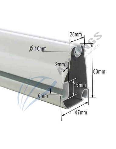 5.85 m de Perfil PF-03 de aluminio lacado en blanco [product.brand] 2 - Awnings Components 