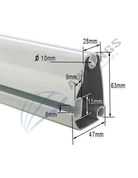 5.85 m de Perfil PF-03 de aluminio lacado en blanco [product.brand] 2 - Awnings Components 
