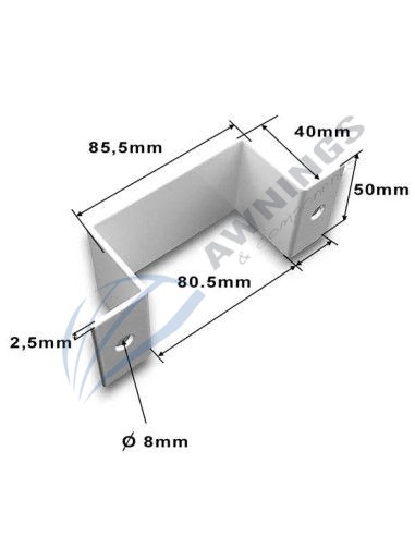 copie de 1 support de fixation avant pour profilé 80x40, pour store plat. Gaviota Simbac 2 - Awnings Components 