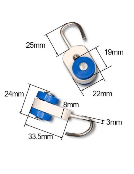 1 Polea móvil con gancho de acero inox. incorporado