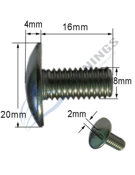 Vite a testa mezza tonda, con intaglio (poeliers) M8 [product.brand] 2 - Awnings Components 